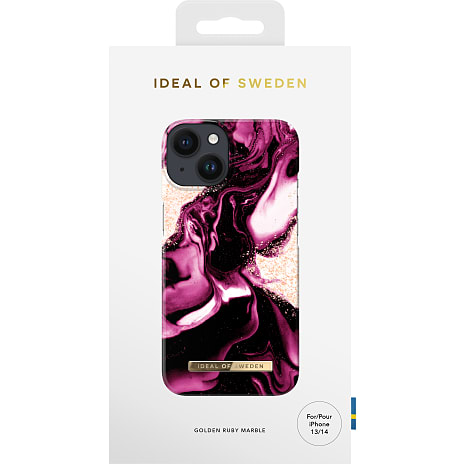 Ideal of Sweden iPhone 14 cover - Golden Ruby Marble