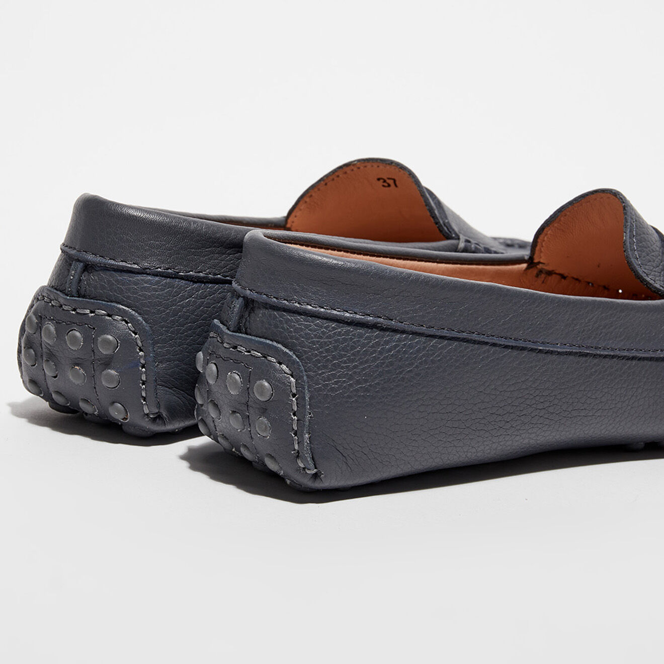 Loafers Mocassins en Cuir grainé Jade gris foncé