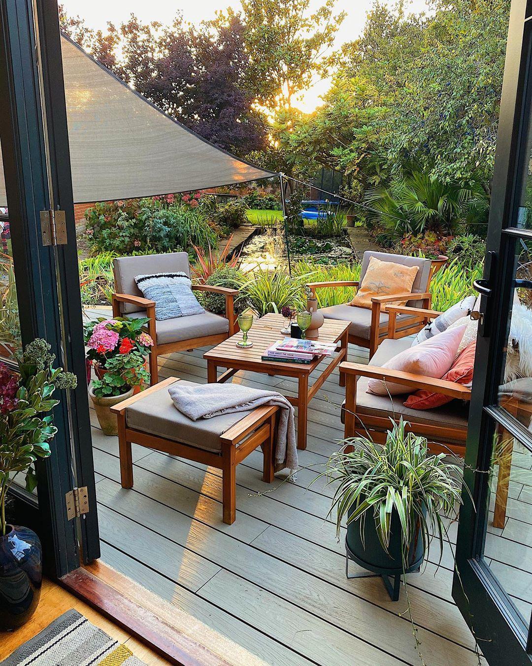 Loungeset met tafel 4-zits MANILA Gecertificeerd acaciahout Lichtbruin
