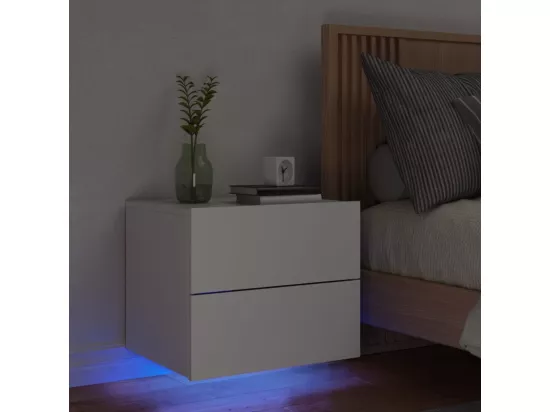 Table de chevet murale avec lumières LED blanc