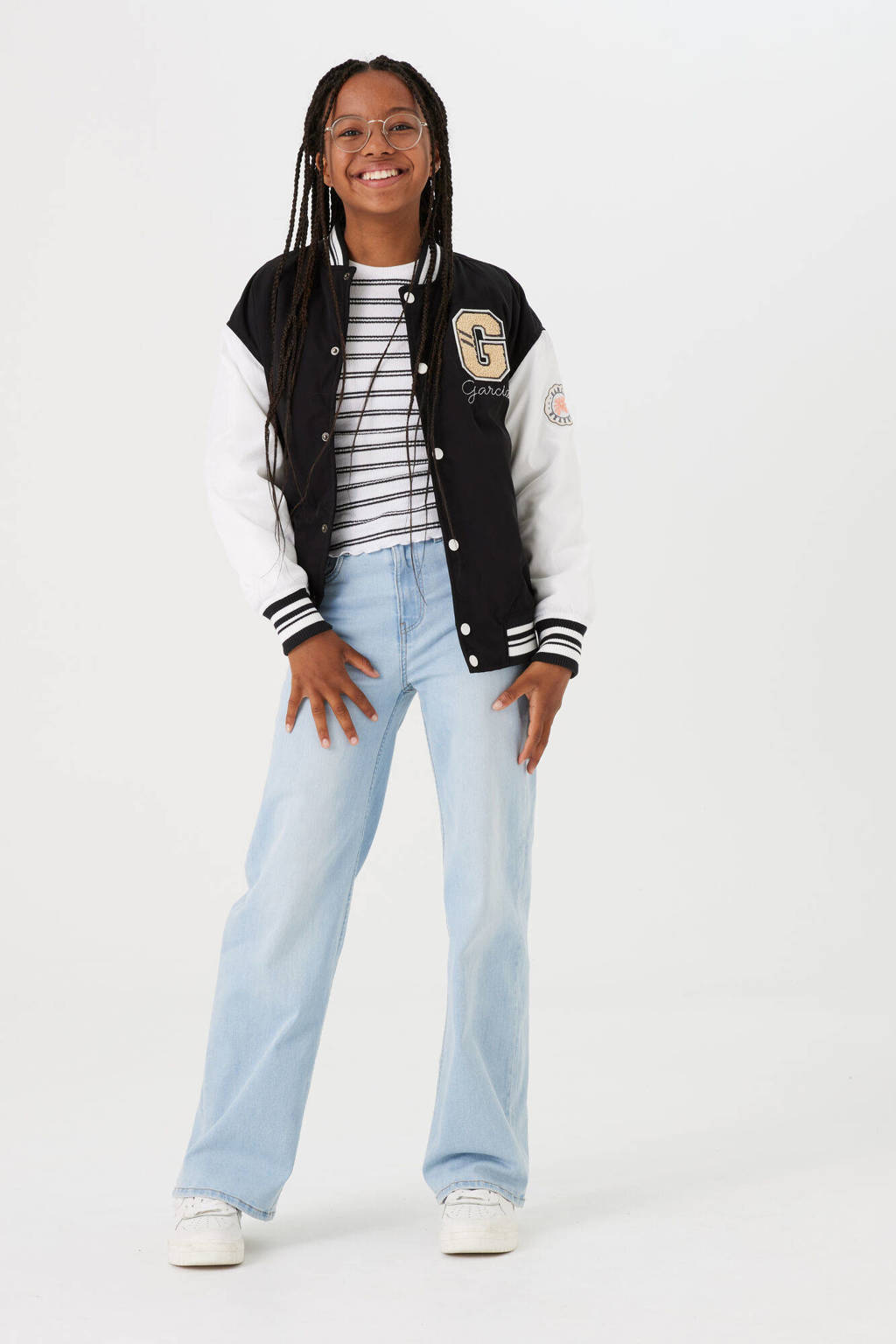 Garcia baseball jacket met logo zwart/wit