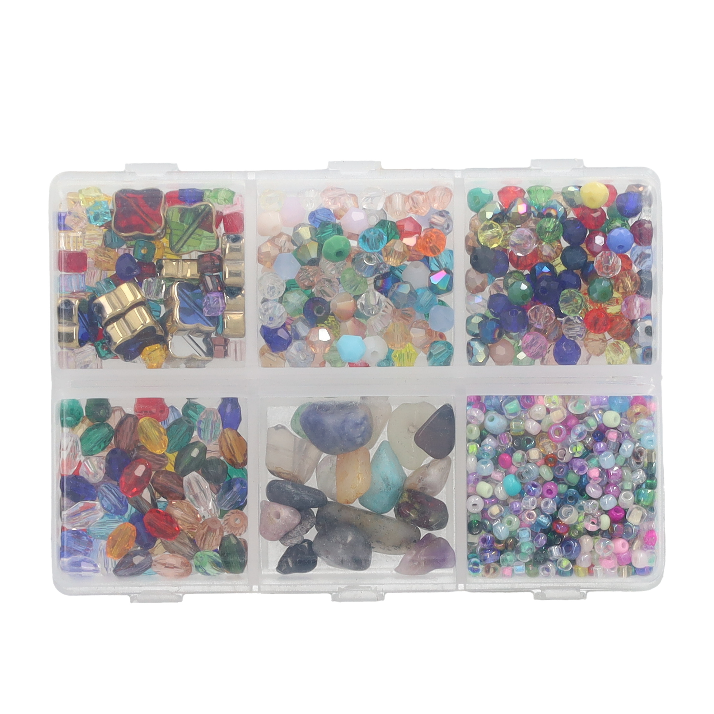 (850er Set) 1-11mm Schimmernde Glas Perlen DIY Bastel Schmuck Zwischenperle für Armband / Kette - Bunt