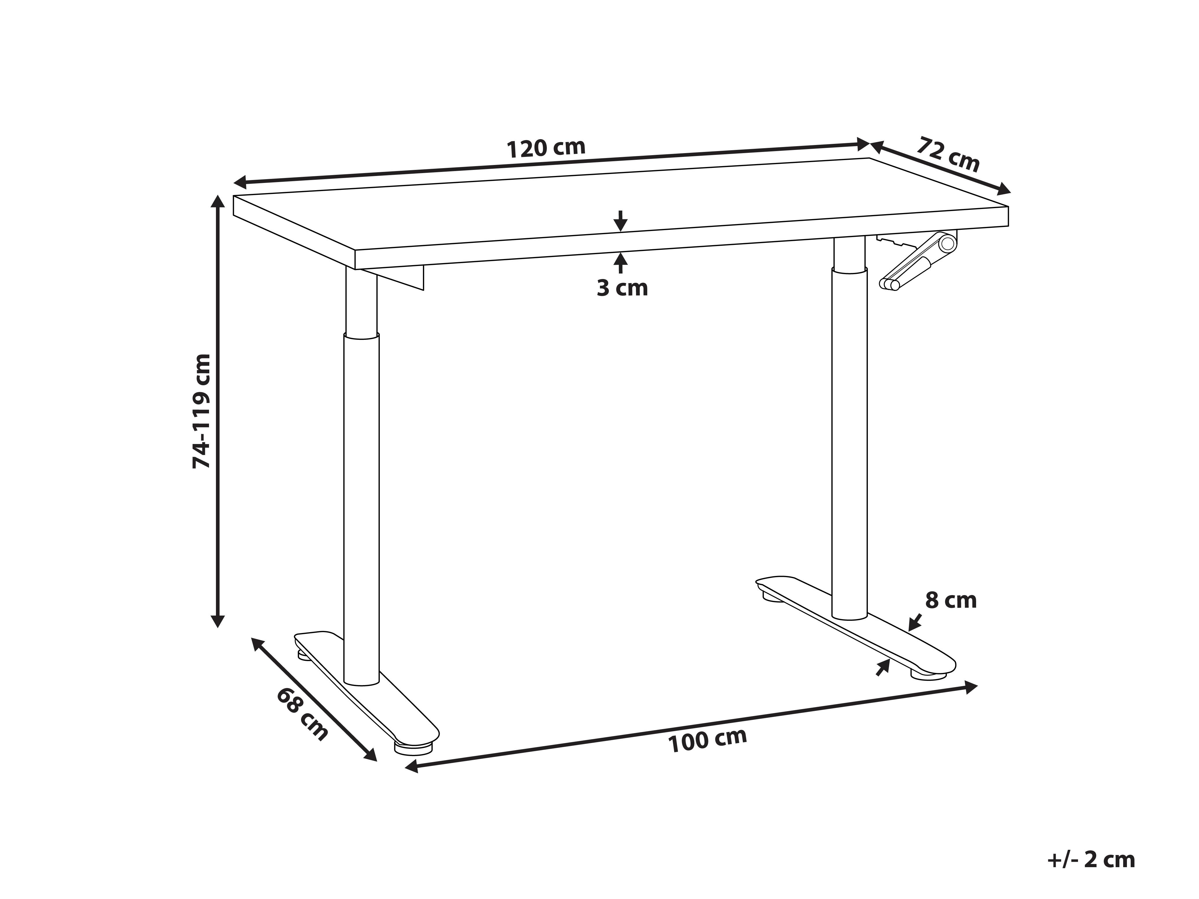 Handmatig verstelbaar sta-bureau DESTINAS Bruin/zwart 120 cm 72 cm