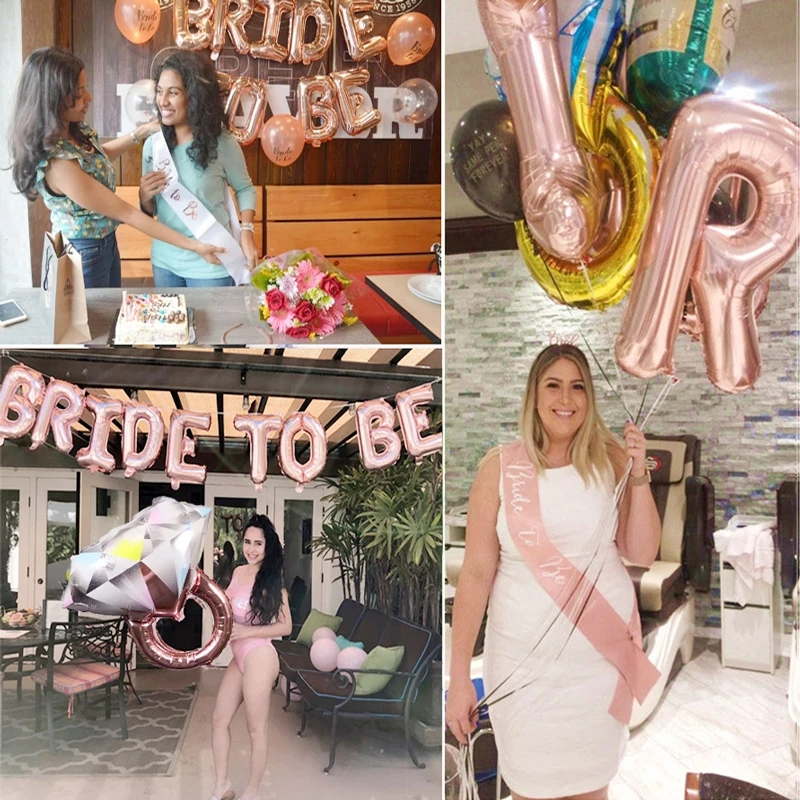 (Ø80cm) Bachelorette Party Accessoire Junggesellinnenabschied Schärpe Bride to Be - Weiss / Gold / Style 1