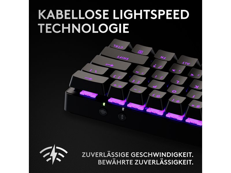 Logitech Gaming-Tastatur Pro X 60 Lightspeed Black Kabellose 60%-Gaming-Tastatur mit Logitech Lightspeed-Technologie und RGB-Beleuchtung