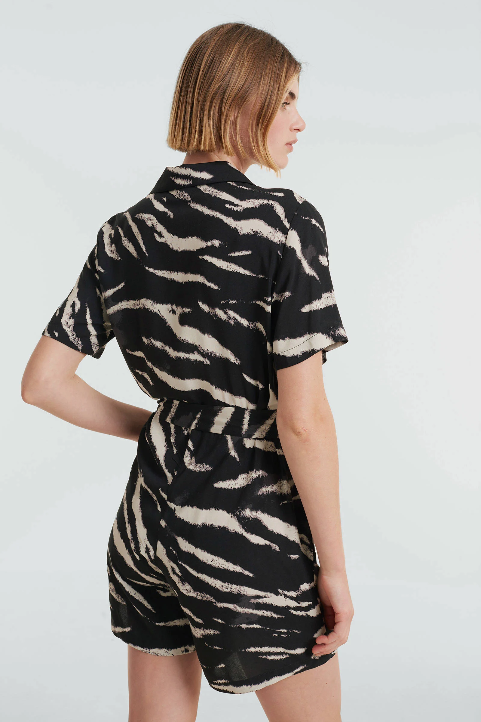 ONLY jumpsuit ONLNOVA met zebraprint zwart/ grijs