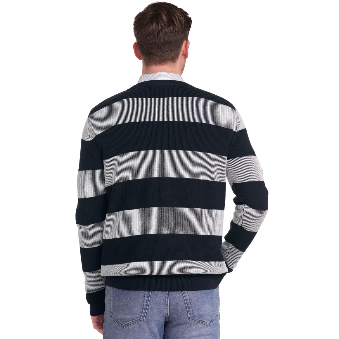 VanVaan Herren Pullover mit Blockstreifen dunkelblau / weiss
