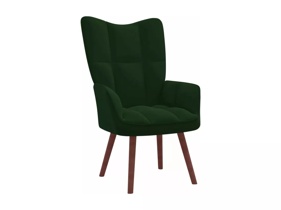 Chaise de relaxation avec repose-pied Vert foncé Velours