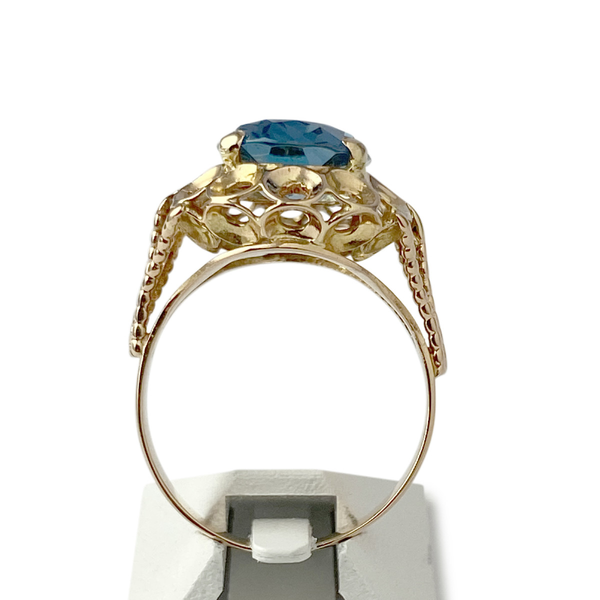Bague d'occasion or 750 jaune topaze traitée London Blue