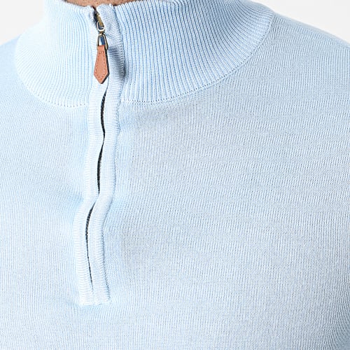 Pull Col Zippé J666 Bleu Clair