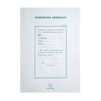 Exacompta - Recharge de 100 feuilles A4 pour registre de délibération de conseil d'administration