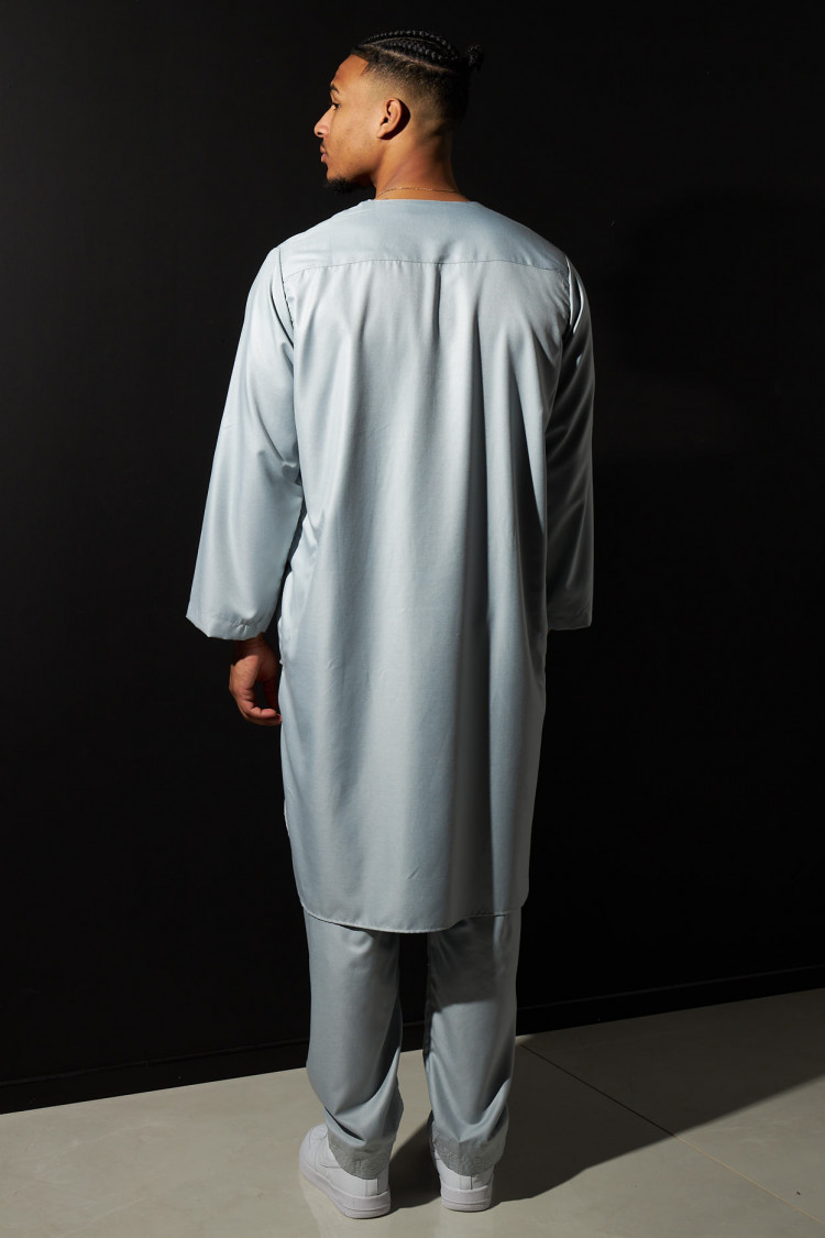 Ensemble 2 pièces qamis + pantalon gris