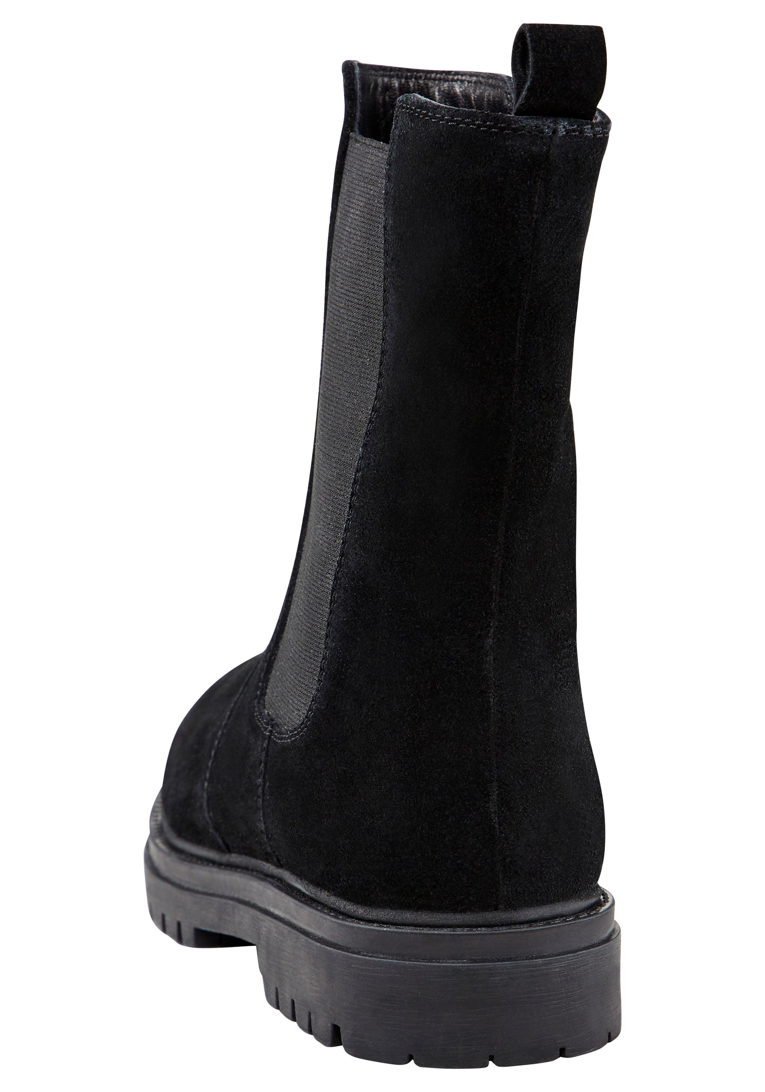 Leder-Schlupfboots mit breitem Stretcheinsatz