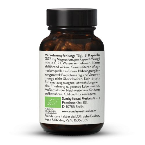 Sunday Natural Products  Bio Magnesium 125Kapseln