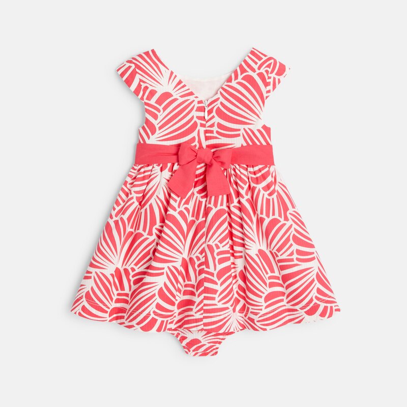 Robe de cérémonie impression graphique et bloomer rose bébé fille Rose