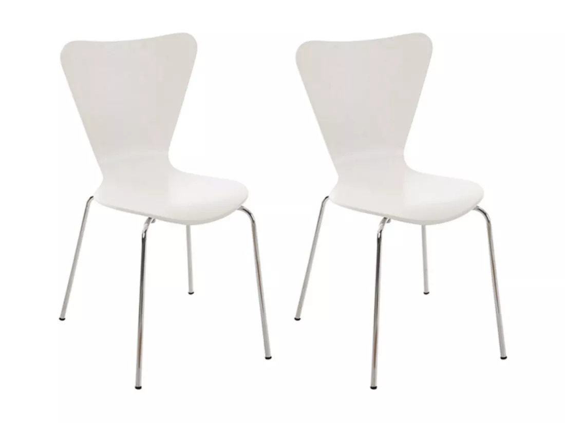 Lot de 2 Chaise de conférence - Bois & Nature - Blanc - Calisto