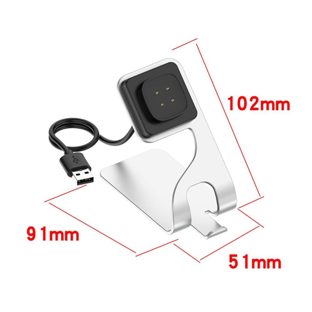 2in1 Fitbit Versa 3 / Fitbit Sense Dockingstation Halterung mit USB Ladegerät - Silber