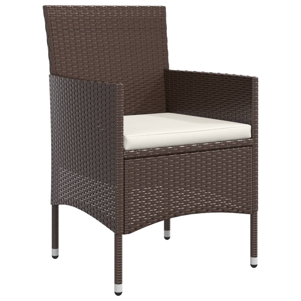 Mobilier de salle à manger de jardin coussins 5 pièces marron/noir