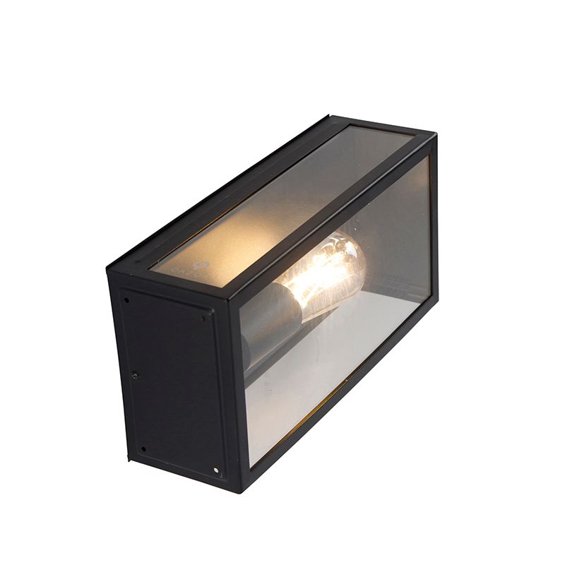 Industriële buiten wandlamp zwart IP44 met glas - Rotterdam