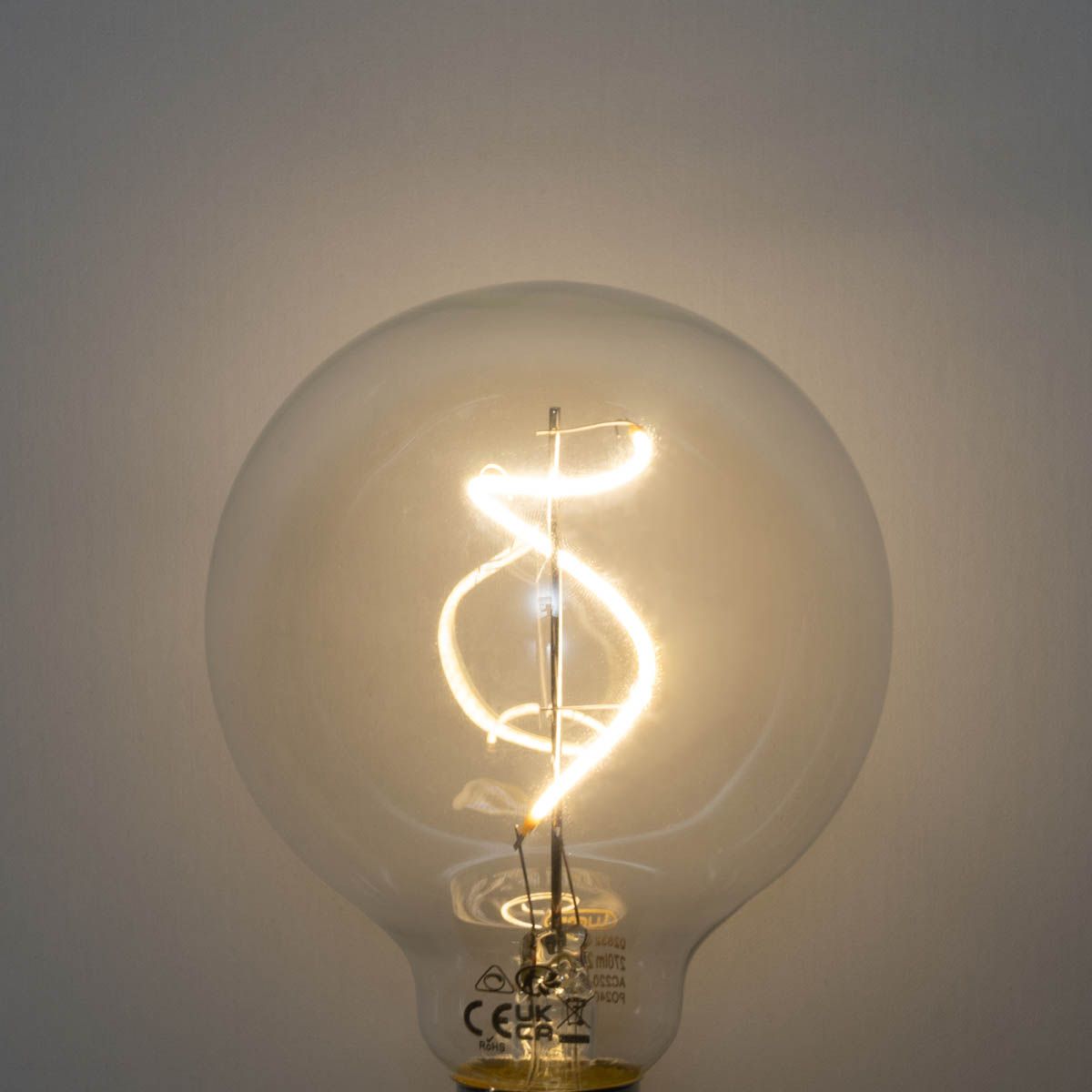 E27 dimbare LED spiraal filament G95 4W 270 lm 2700K
