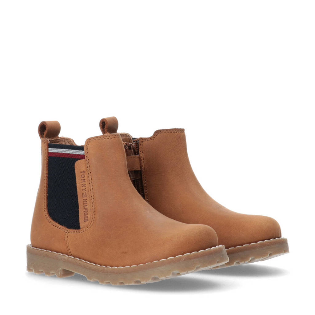 Tommy Hilfiger leren chelsea boots camel