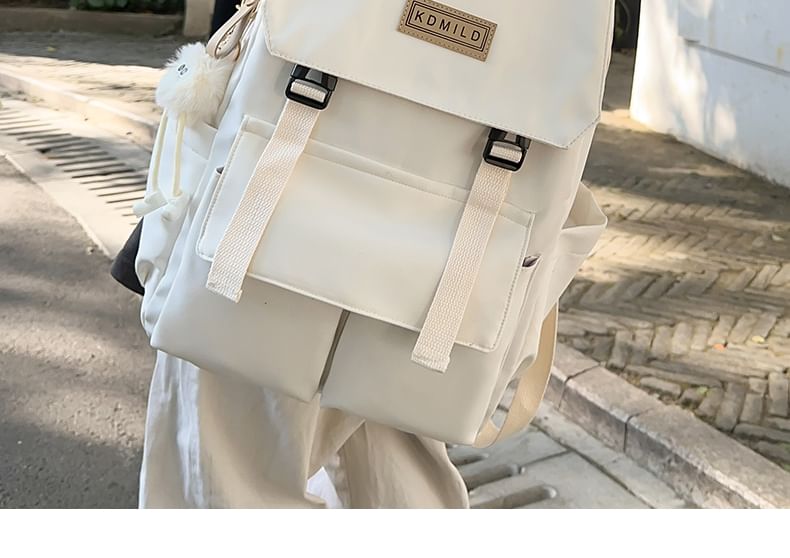 EAVALURE - Set: Letterapplicatie Gesp Nylon Rugzak + Tasbedel