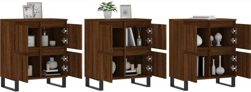 vidaXL Dressoirs - Bruin - Bewerkt Hout - Set van 3