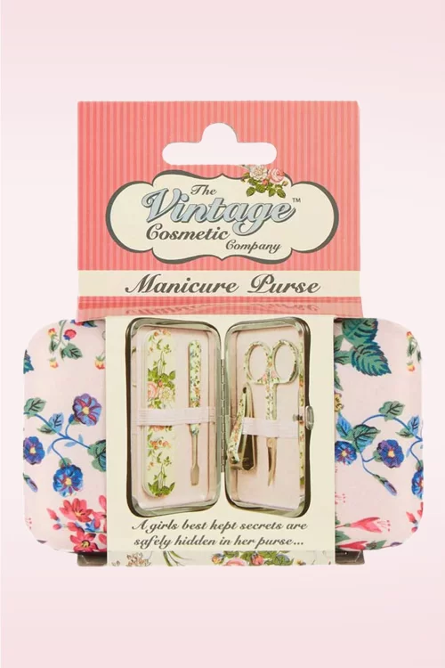The Vintage Cosmetic Company Floral manicuretasje in roze