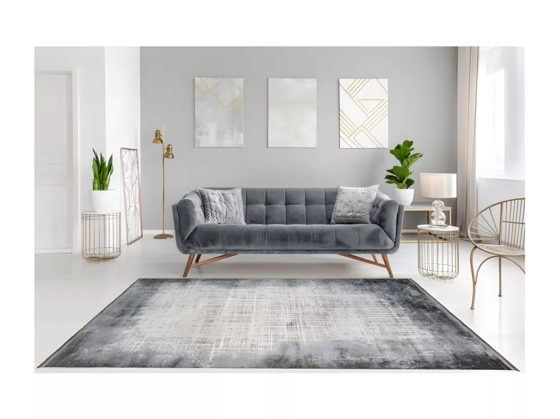 Tapis Pierre Cardin 150x80cm, design E109E coloris argent - Confort et élégance pour votre intérieur