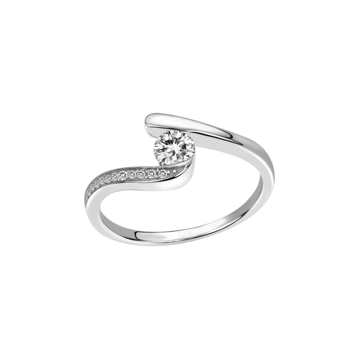 Bague de fiançailles en Argent avec oxyde de zirconium blanc