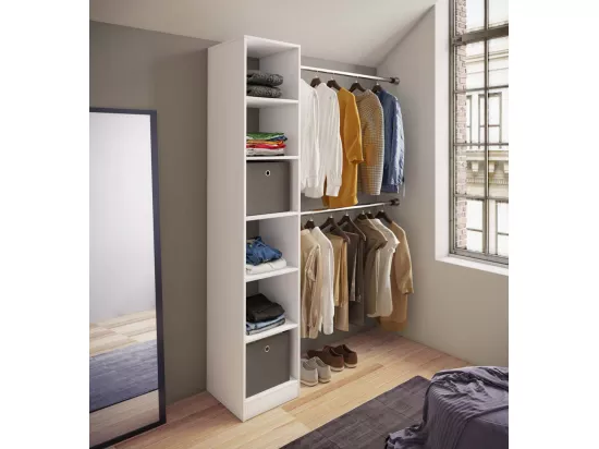 VCM bois Armoire ouverte dressing penderie penthouse étagère Dacho lll (blanc)