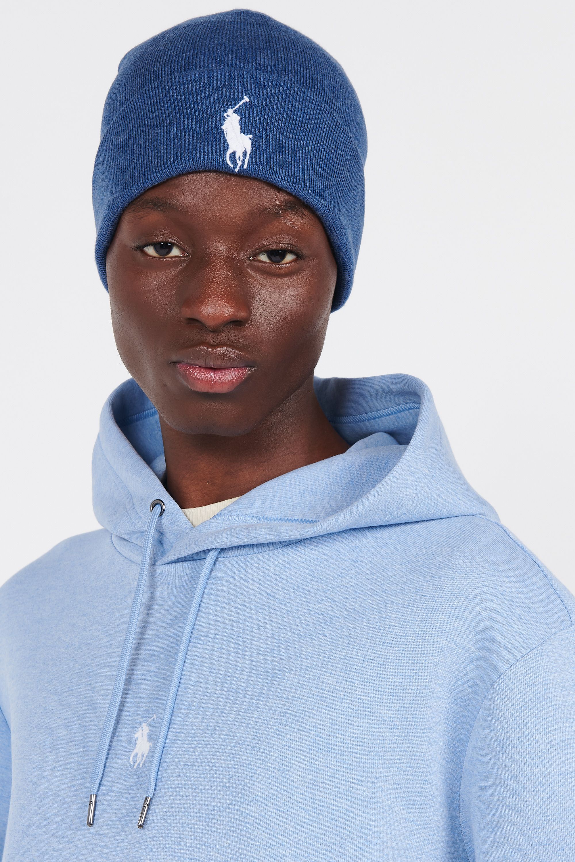 POLO RALPH LAUREN Bonnet Combed Cotton Beanie Bleu