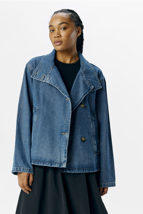 Object blauwe dames jas