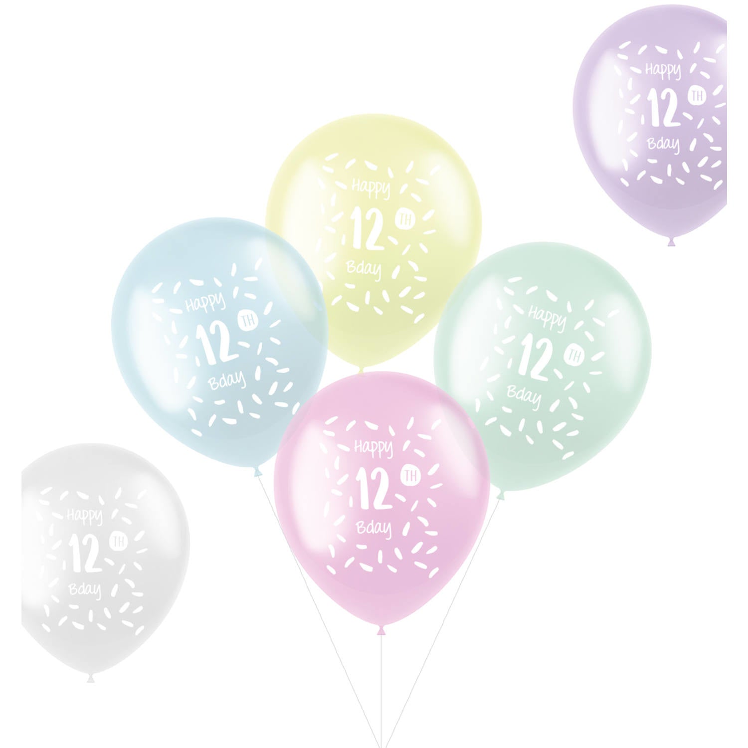 Ballonnen Happy 12Th Bday 33cm 6st