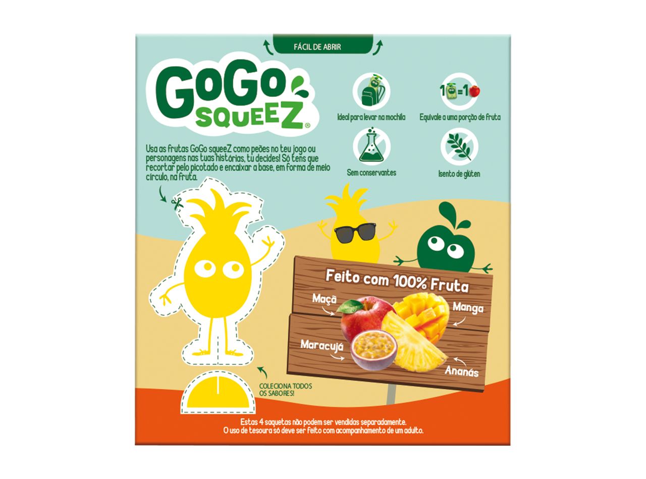 SAQUETAS FRUTA GO GO SQUEEZ TROPICAL 4X90G