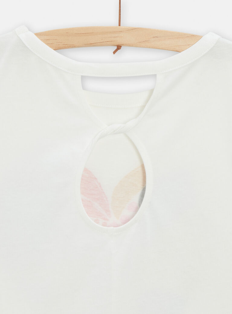 T-shirt écru ouvert dans le dos pour fille
