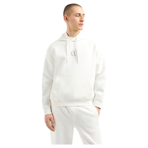 Armani Exchange para Homem Camisola com Capuz em Algodão-poliéster Stretch Laminado Branco Xs