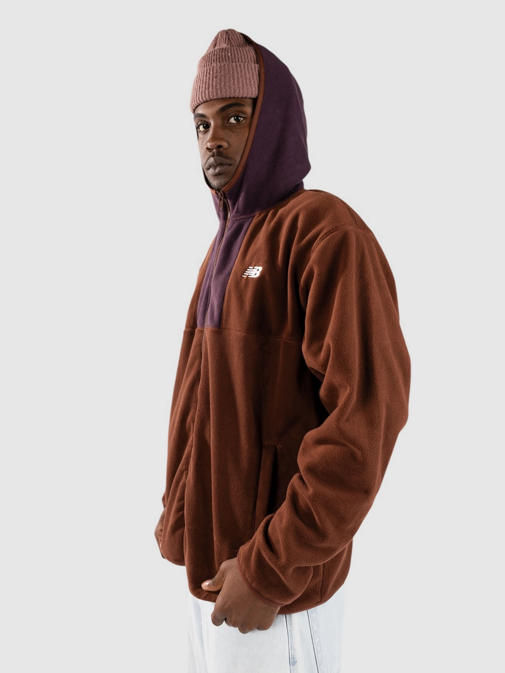 New Balance Polar Fleece Hooded Zip Hoodie rich oak
