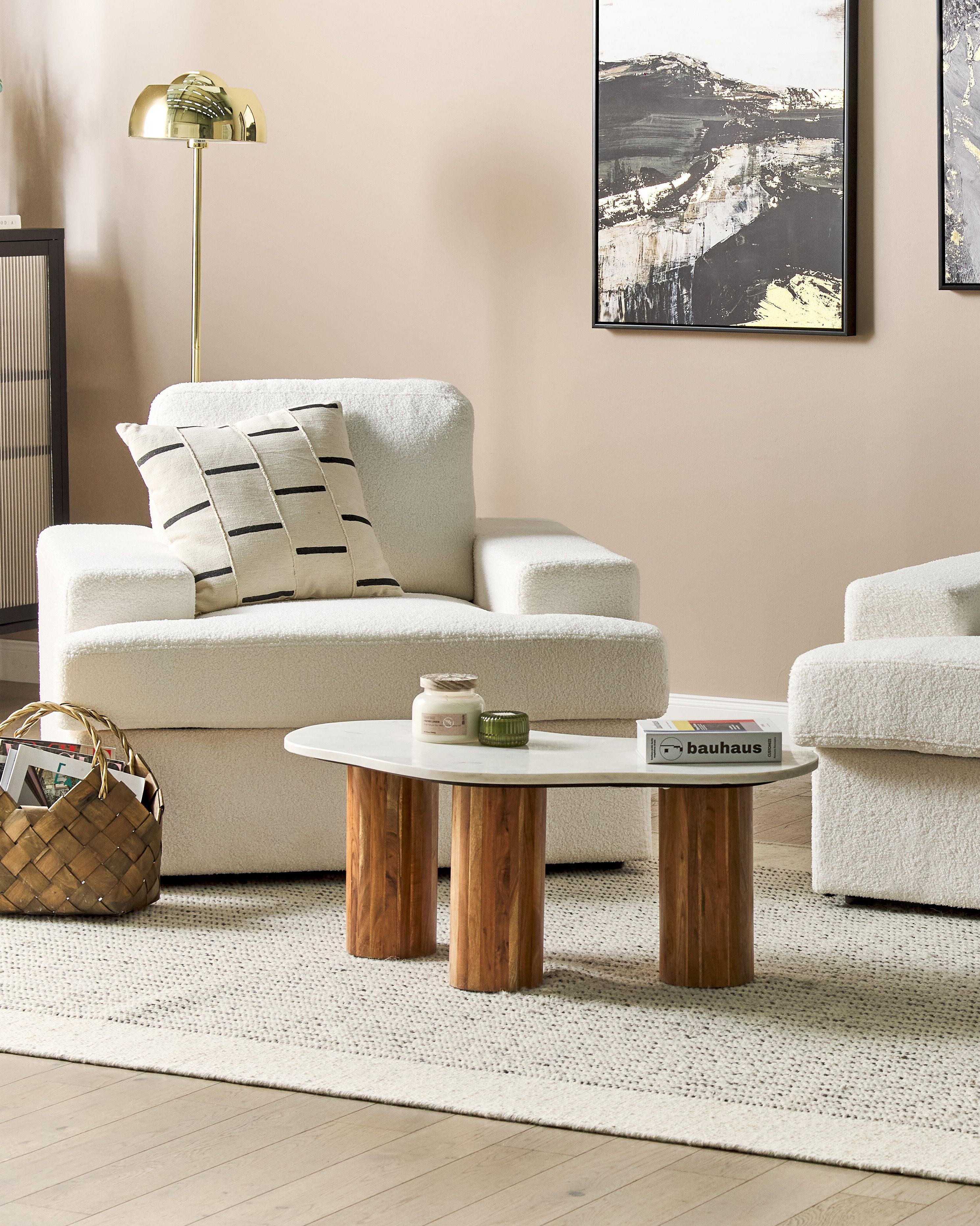 Set van 2 fauteuils ALLA Bouclé Gebroken wit