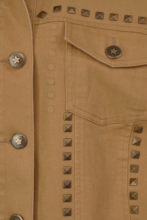 Longjacke, oversized, Ziernieten, Rücken-Stickerei, Langarm