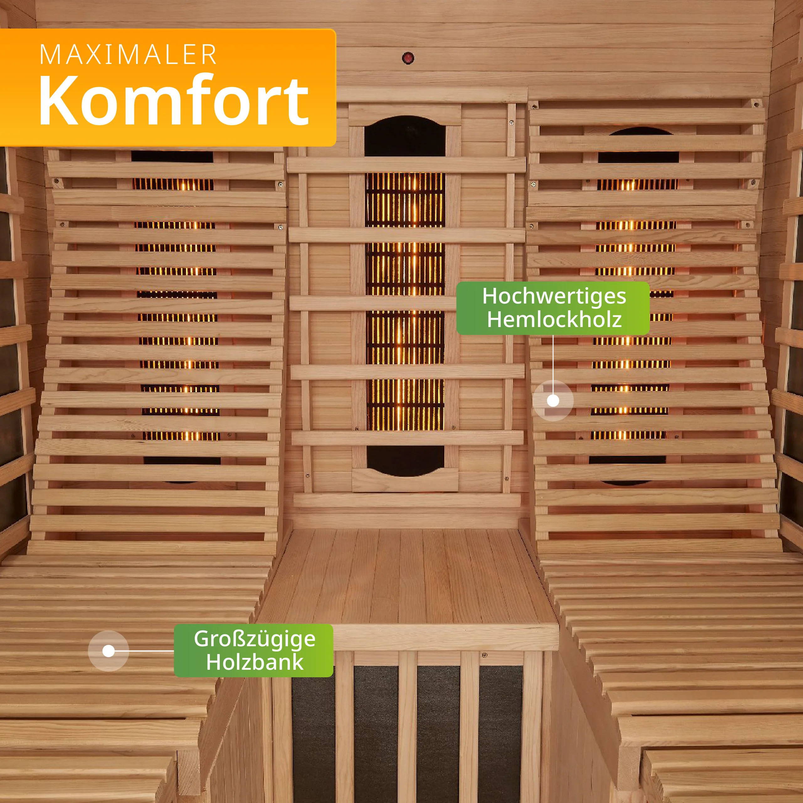 Artsauna Infrarotkabine Wärmekabine Helsinki 150 mit Dual-Technologie & Hemlockholz