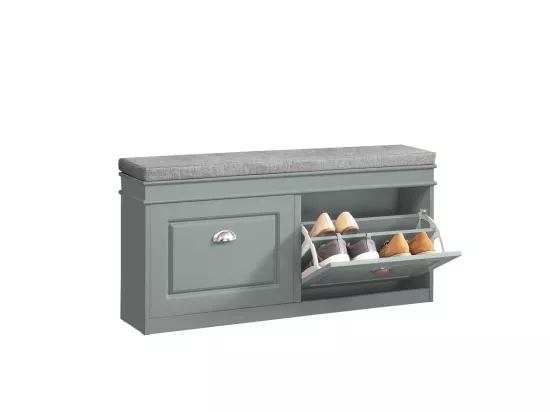 Banc de Rangement à Chaussures Armoire à Chaussures 2 Abattants avec Coussin Confortable, FSR64-HG