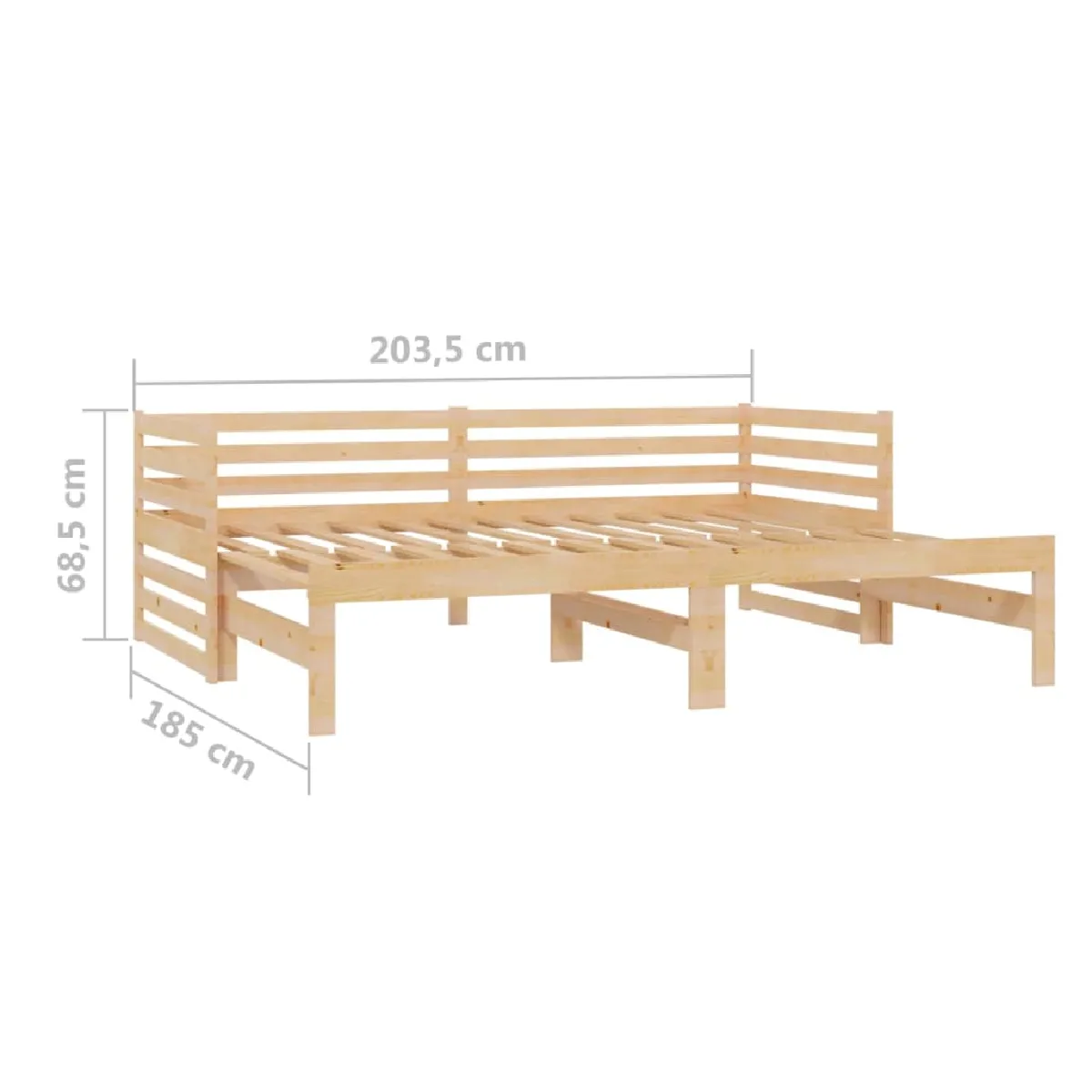 vidaXL Lit coulissant 90x200 cm - Bois de pin massif