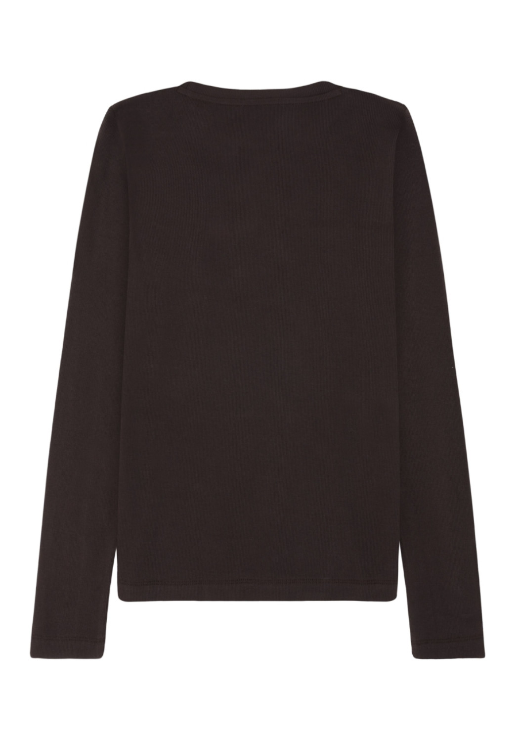 Knowledge Cotton Apparel Rib Longsleeve Scoop Neck Chocolate Torte