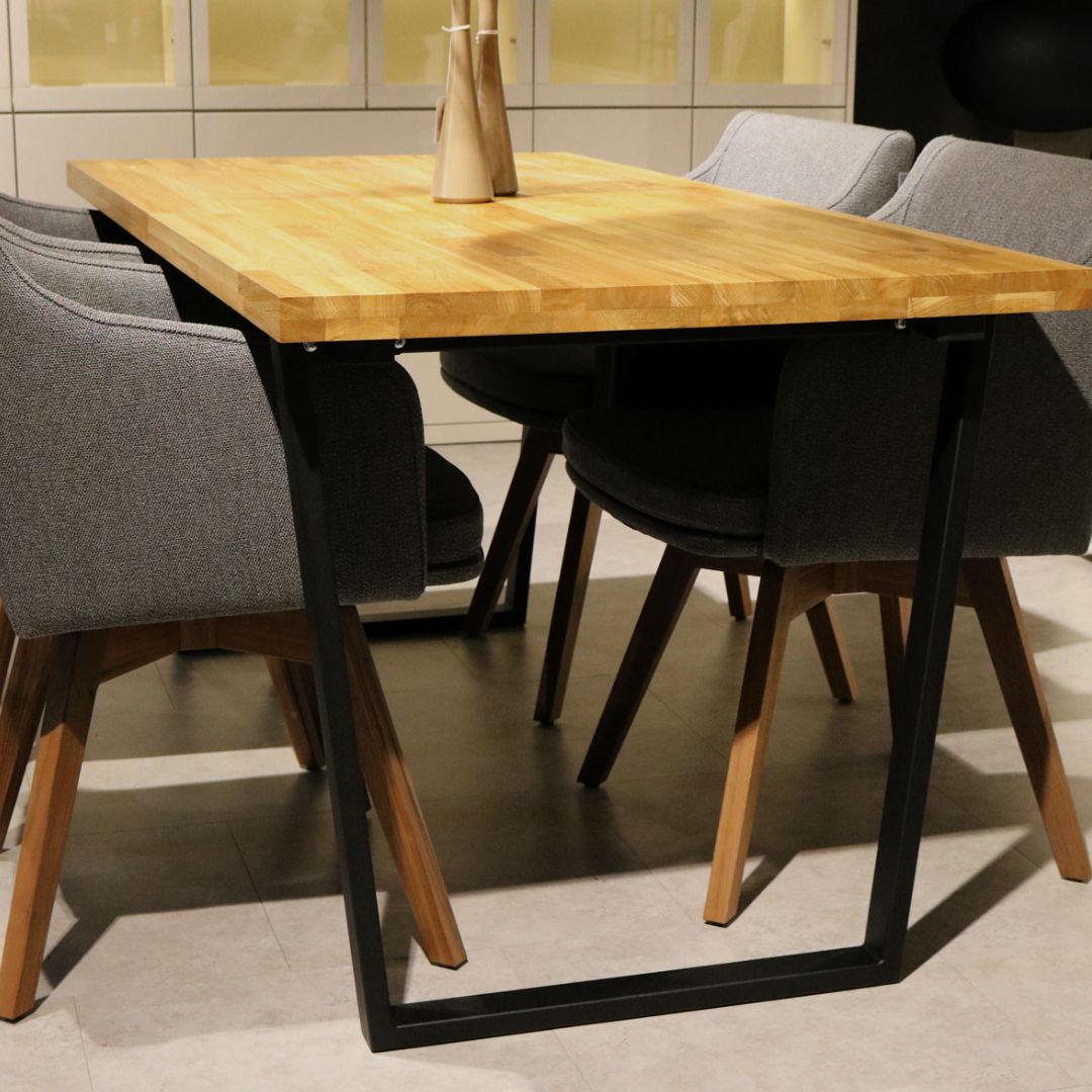 holz4home® Tischplatte ohne Baumkante aus massiver Eiche mit Aufdopplung am Rand | 180cm x 100cm | X-Struktur