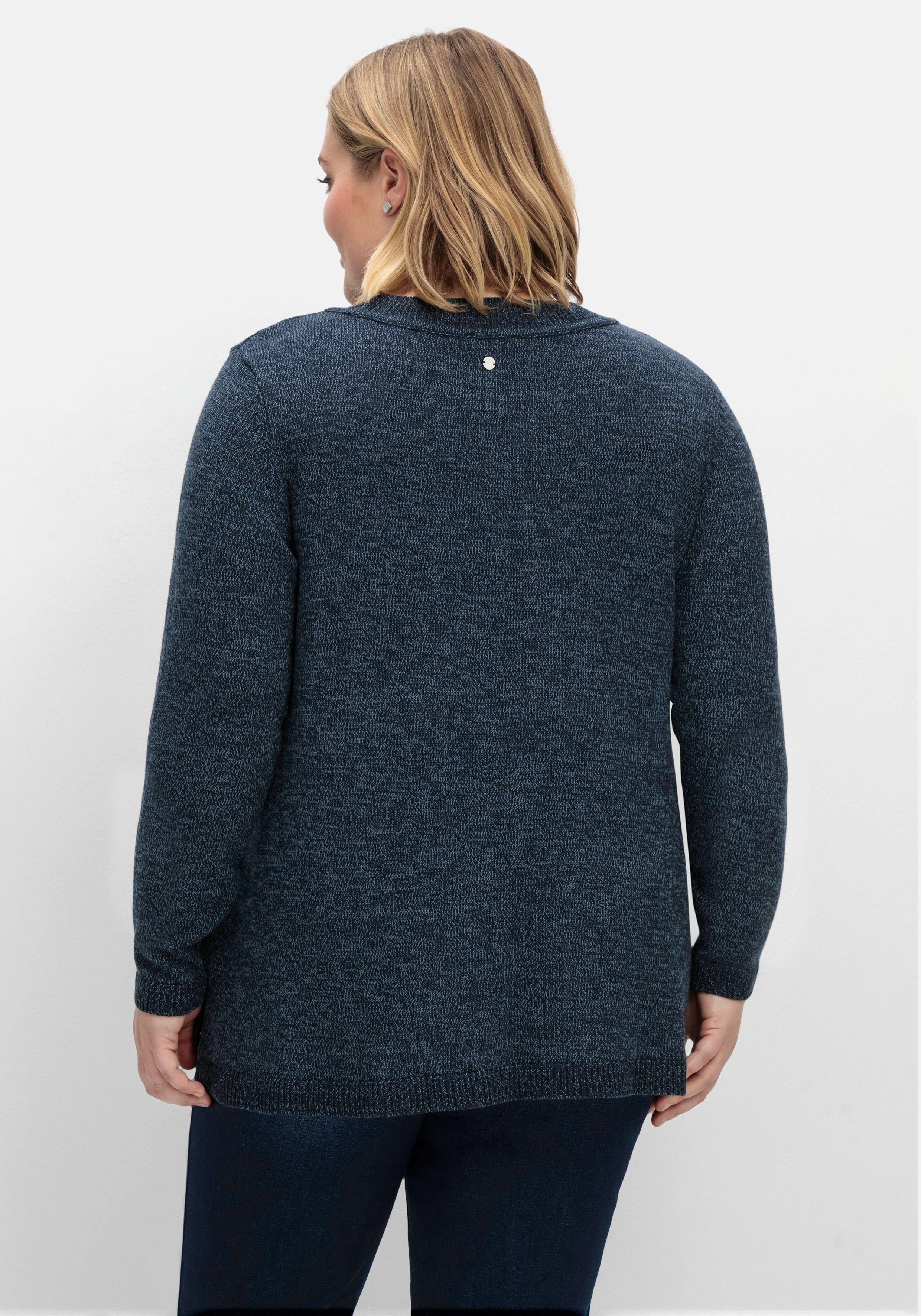 Melierter Pullover in A-Linie, flauschige Qualität