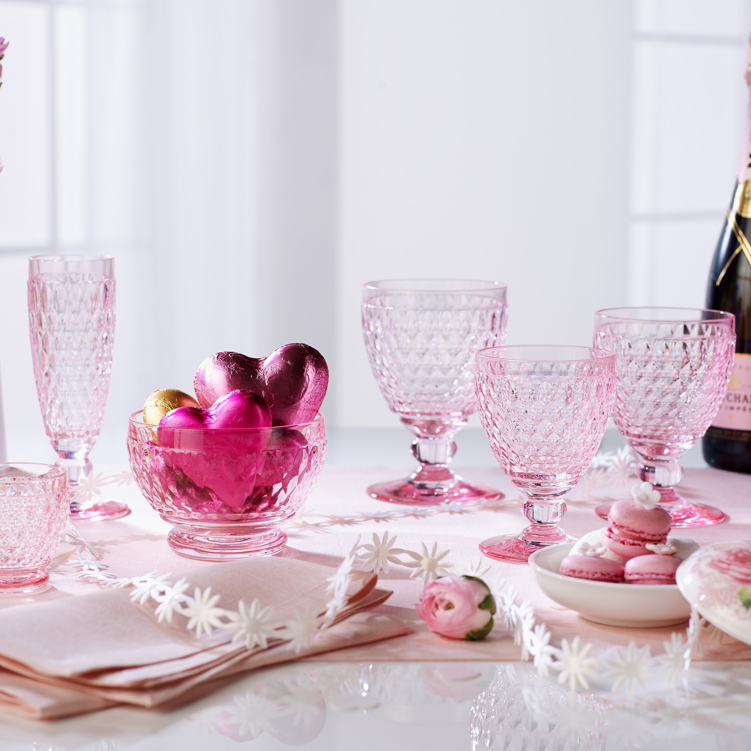 Boston Red wine glass Pink, 6.8 oz, crystal glass