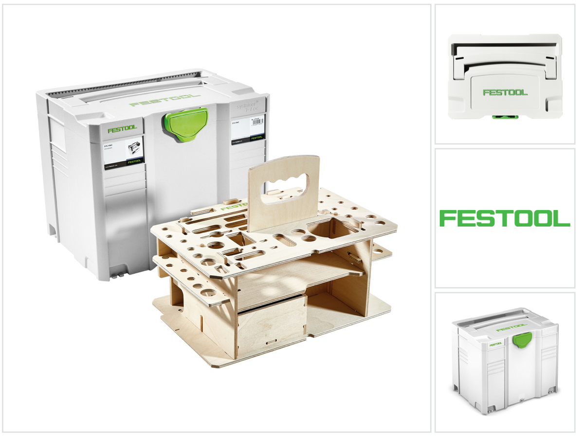 Festool SYSTAINER SYS 4 T-LOC SYS-HWZ Gereedschapskoffer (497658) lichtgrijs, koppelbaar met houten inzetstuk