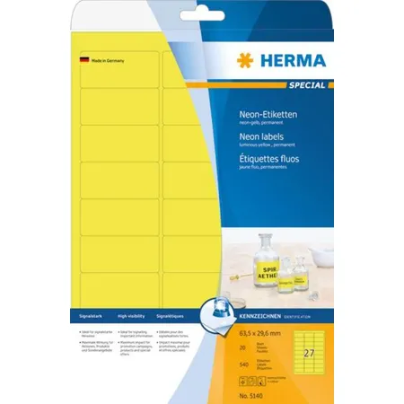 HERMA Etiketten, neongelb, 63,5 x 29,6mm, 540 Stück