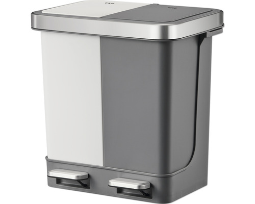 EKO Hana Duo pedaalemmer, 2 compartimenten, 20 l, grijs/wit